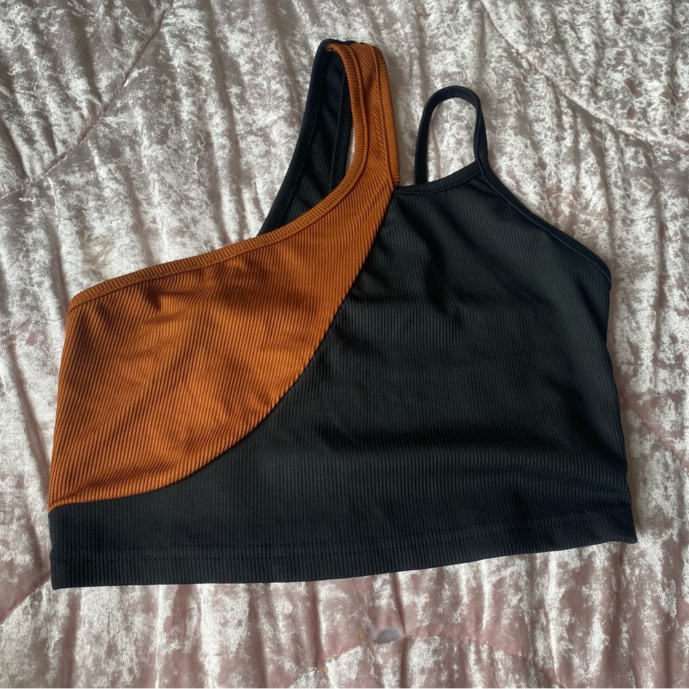 Brown and black crop top